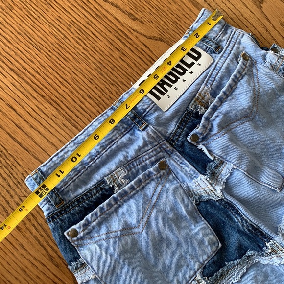 Ragged Patchwork Raw Edge Denim Jeans - Picture 9 of 10